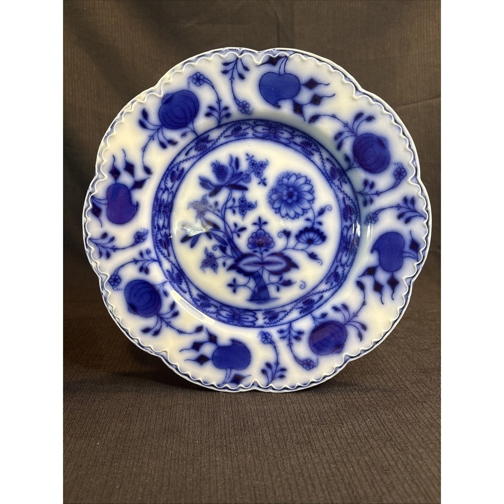 Johnson Bros Flow Blue Onion Holland Dinner Plate 10" Vintage England Ceramic
